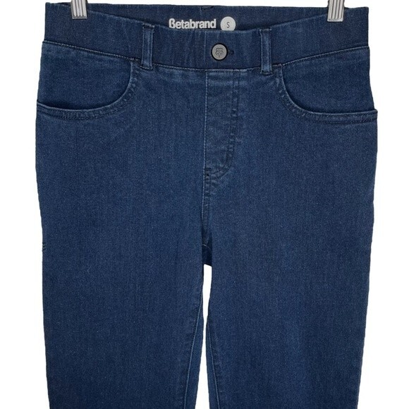 Betabrand Yoga Denim Jeans sz S * Straight Leg Dark Indigo Wash 4 Pocket Comfy - Picture 3 of 7